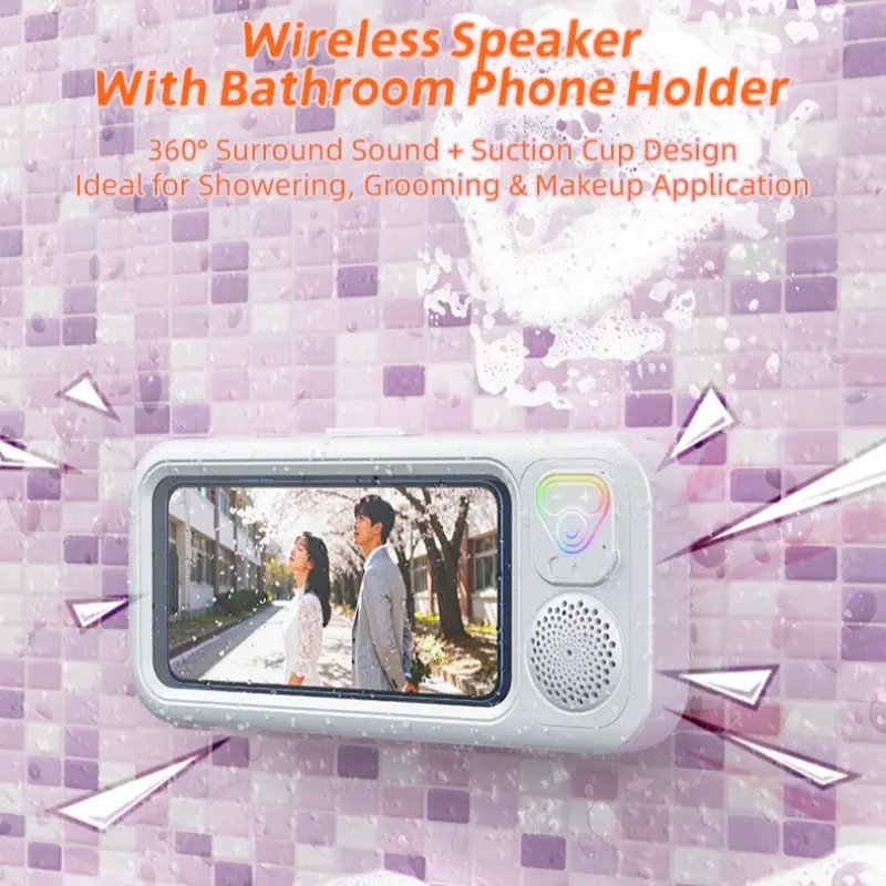 Waterproof mobile phone holder - 360° rotatable and adjustable shower iPhone phone protection case holder for bathroom wall phone holder, moisture-proof and fog-proof, suitable for iPhone accessories for 4-7 inch phones, festival gifts