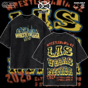 [Octa-X] WrestleMania 42 Vegas 2026 Acid Washed T-Shirt – WWE Pro Wrestling Fan Shirt, Acid Wash Oversized Streetwear, Wrestling Event Outfit