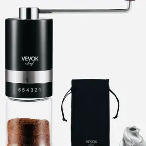 Manual Coffee Grinder Hand Coffee Grinder 6 External Adjustable Setting Stainless Steel Conical Burr Coffee Mill Portable Hand Crank Coffee Bean Grinder Fine for Espresso