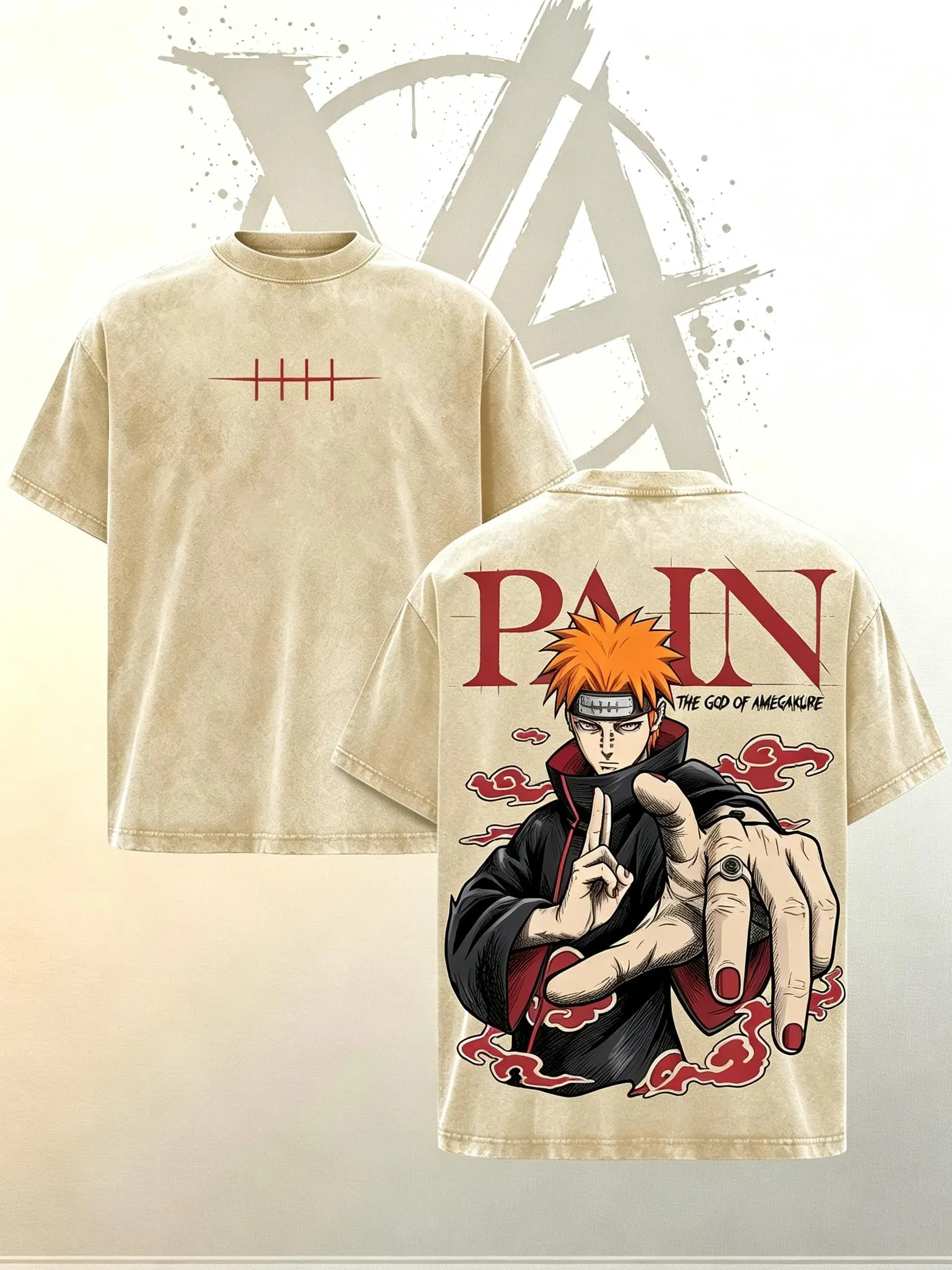 [AVT]Vintage Washed Pain Nagato Graphic Tee|Akatsuki Heavyweight Cotton Oversized Shirt | Dark Anime Streetwear Men's Gift,graphic streetwear t-shirt gift,trendy t-shirts,symbol t-shirt,invincible shirt,humor Tshirt,funny student shirt,oversized tshirts