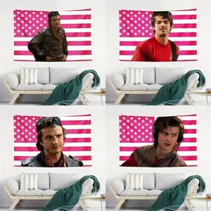 Steve Harrington & Joe Keery Pink American Flag Wall Decor, Indoor Wall Tapestries, Room Decoration, Single-Sided Polyester Flag