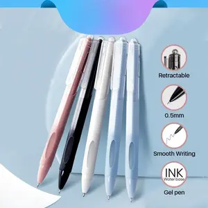 5-Pack Macaron Color Push-Button Neutral Pens, 0.5mm Smooth Quick-Dry Ink, Ideal for Students, Office, Exam Prep, High-Aesthetic Stationery, Unique Pens