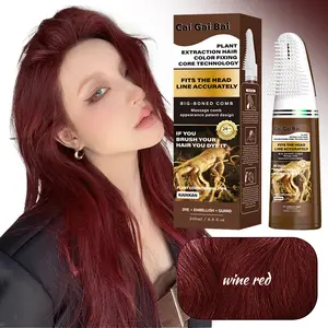 No-Mess Hair Color Comb: Instant Burgundy Red Hair Dye with Nourishing Ginger Essence, One-Step DIY Salon Results at Home, Full Coverage for All Hair Types, 6.8 fl.oz
