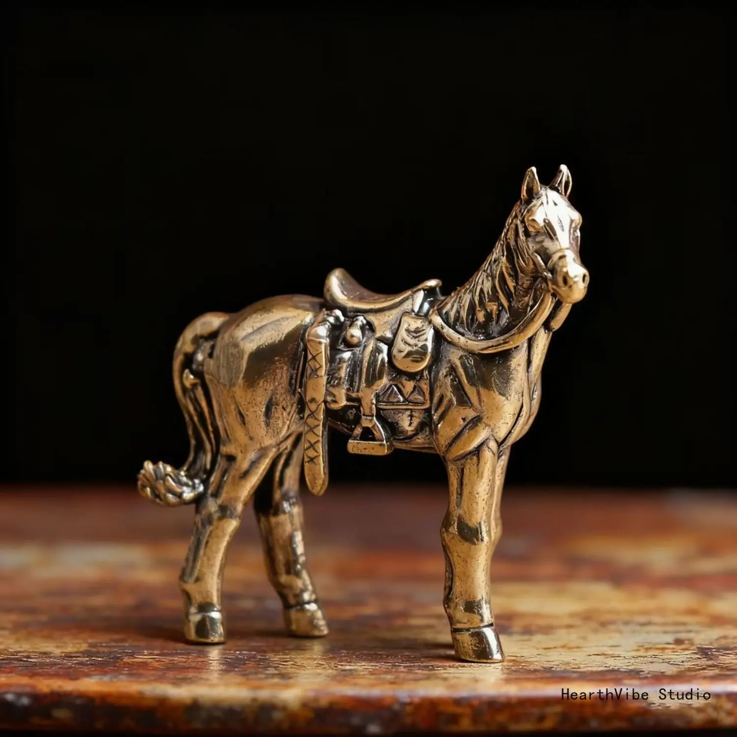 Brass Horse Collectible Statue Figurine - Resin Animal Sculpture Decorative Statue, Desktop Ornament for Camping & Hiking Hammock Enthusiasts’ Home & Office, Statues Figurines, Decorative Statues
