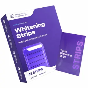 Purple Whitening Strips - 42 Enamel-Safe Strips for Fresh Breath & Dental Plaque Removal - Non-Toxic Peroxide-Free Radiant Smile Oral Teeth Whitening Treatment Stain Correction - Sensitive Sensitive Sensitive