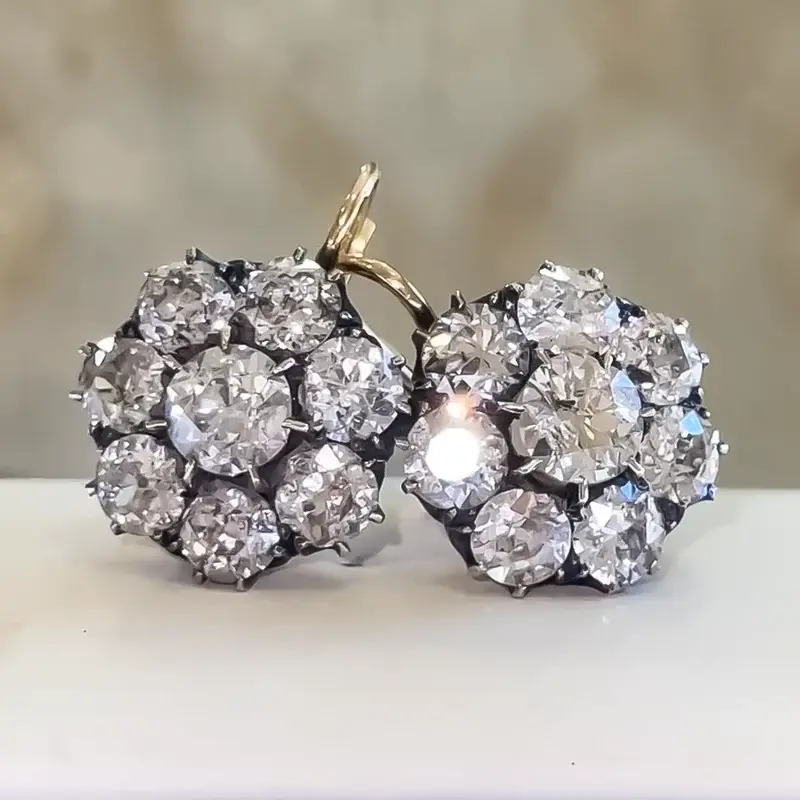 3 CTW Round Cut White Cubic Zirconia 925 Sterling Silver Vintage Earrings