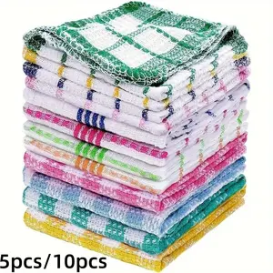 5 or 10pcs Cotton Waffle Weave Dish Towels, Quick Dry Kitchen Cloth 100% Pure Cotton, Strong Water Absorption for Cleaning & Drying, Dishwashing Cloth