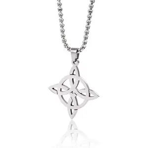 FIMENESS WITCH KNOT PENDANT AND NECKLACE (SILVER TONE STAINLESS STEEL 2.5MM ROLO CHAIN) NON TARNISH JEWELRY