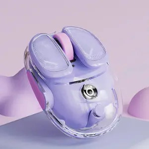 Wireless Clear Mouse Dual Mode Bluetooth & 2.4G USB Computer Mouse with RGB Lighting, Silent Clicks, Multi-Device Compatibility for Laptop, PC, MacBook, iPad Cute Mouse-Purple