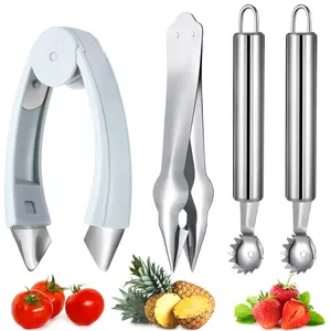 4 Pieces Strawberry Huller & Tomato Corer Set - Stem Remover Tool for Strawberry, Potato, Pineapple