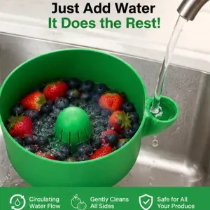 Automatic Water-Circulating Fruit Washer Bowl - Wash and Drain Berries, Grapes, Cherries