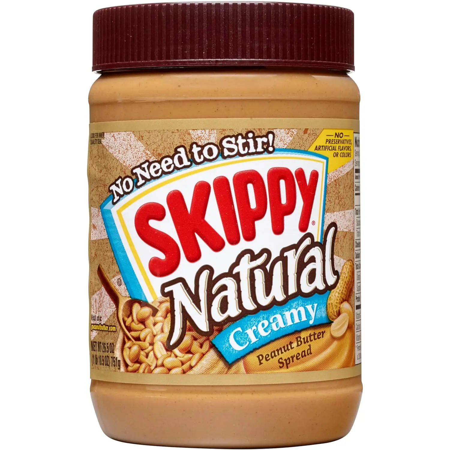Natural Peanut Butter Creamy Spread, 26.5 oz Jar