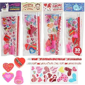 Funeta Valentine’s Day Stationery Gifts for Kids | 30-Pack Classroom Set