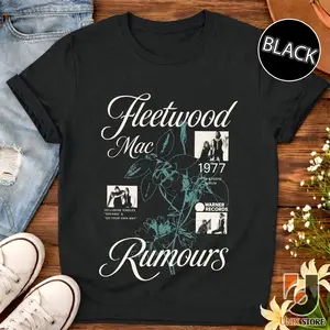 Retro 90s Fleetwood Mac Rumours Shirt Distressed Music Concert Graphic T-shirt For Fans