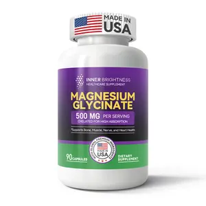 Magnesium Glycinate 500mg Capsules - Only Magnesium Glycinate, Magnesium Supplement for Sleep, Immune & Bone Support and Heart Heal - Non-GMO, Gluten-Free, Gentle on Stomach - Two Size, 60 Vegetarian Capsules & 90 Vegetarian Capsules