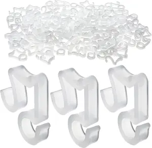 100 Pcs Thick Plastic Weatherproof Outdoor String Light Clips - Mini Adjustable Tool-Free Holders, Home Organiser Hangers for Wall, Gutters Side