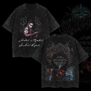 GameLife4U Retro MK KENSHI T-Shirt 100% Premium Cotton Oversized Washed Classic Fit Menswear Top Casual Graphic Soft Seamless Black Apparel Tshirt