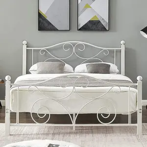 VECELO Bed Frame Heavy Duty Metal Platform Support Twin Full Queen Size with Strong Metal Headboard Footboard,No Box Spring Needed,Easy Assembly,Pink White traditional bed