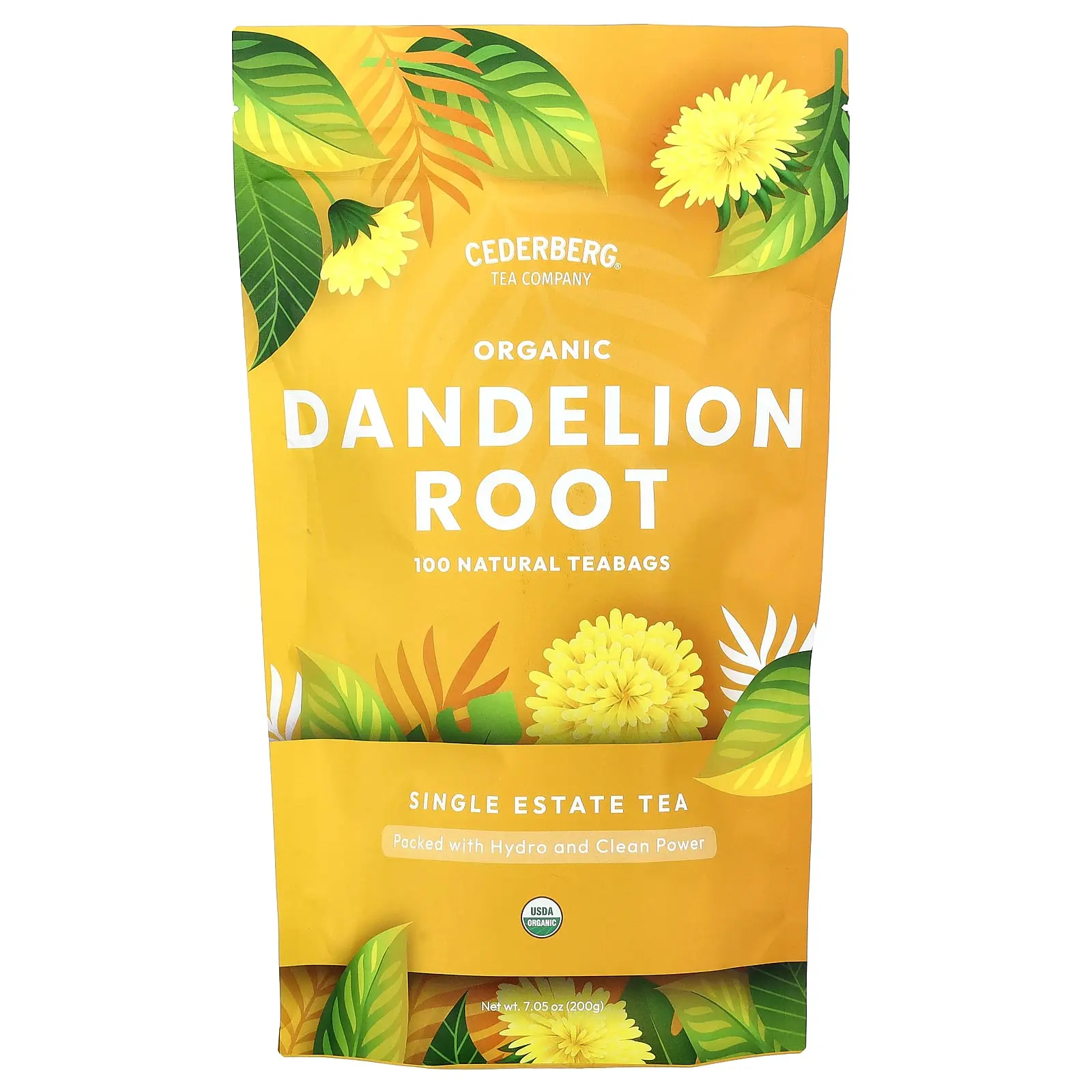 Cederberg Tea Co Organic Dandelion Root, Caffeine Free, 100 Natural Tea Bags, 7.05 oz (200 g)