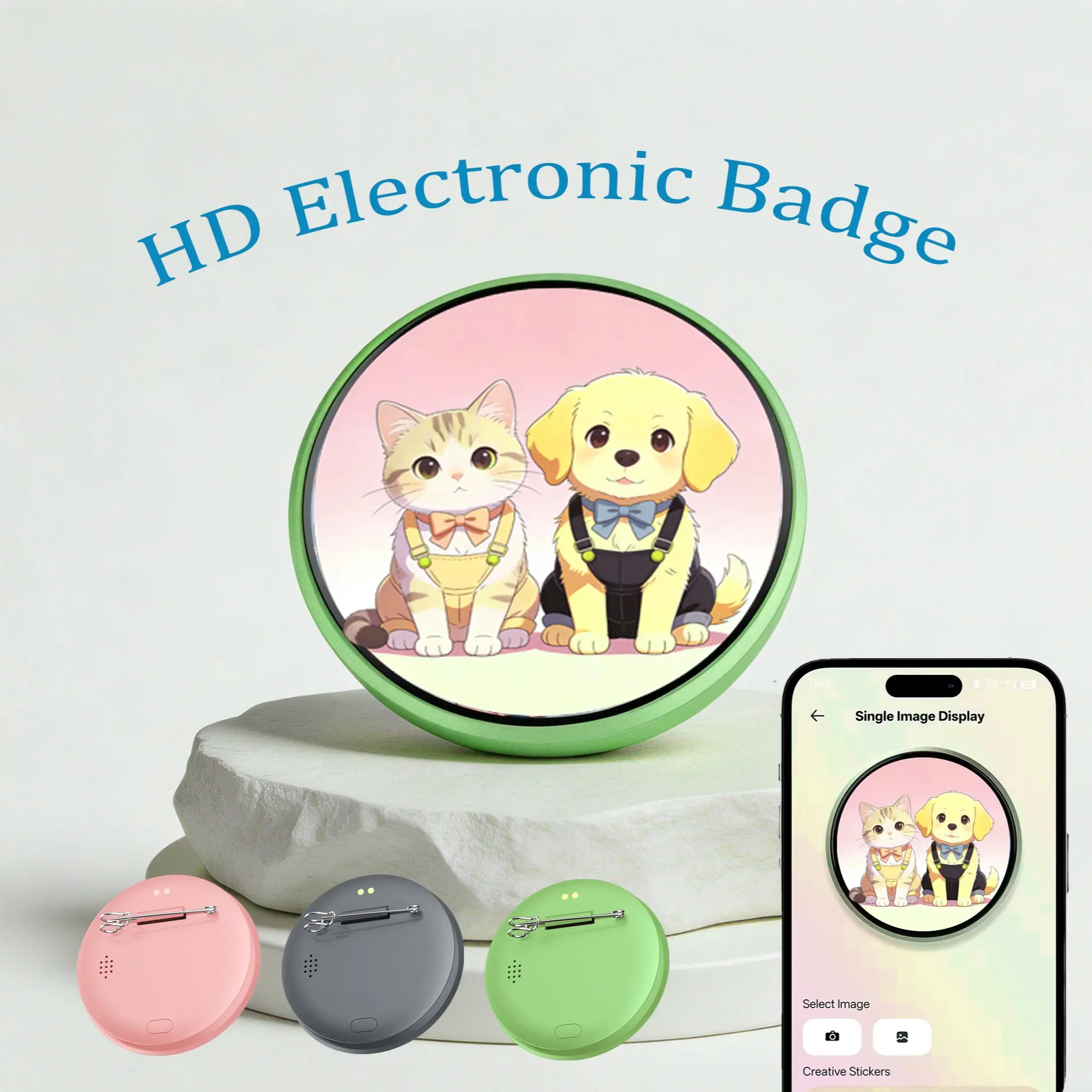 Creative LED Display with Touch Functionality, Led Touch Screen, Anime Fan E-Badges, Convention Connectivity, Eye-Catching Decorative Items, Dg01 Model