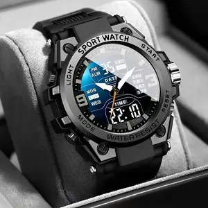 [Luminous Date Chronograph Watch] Multi-sport Chronograph Watch Men's Digital Quartz Watch With Alarm Luminous Date The Ideal Gift Choice For Outdoor Enthusiasts