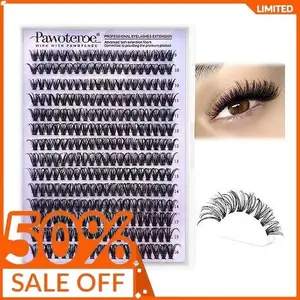 Pawotence Lash Clusters 40D 280pcs Cluster Eyelash Extensions 9-16mm Mix Eyelash Clusters Lash Extension Individual Lashes for Self Application (40D, 0.07D, 9-16mm)