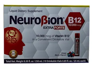 Neuro Extra Forte Berry Flavored Dietary Supplements Beverage Vitamin B12 Drink Mix (10,000 mcg) - 10 Unidose Vials, for Fitness