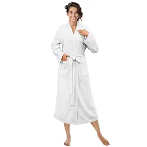 PAVILIA Women Waffle Knit Kimono Robe, Soft Cozy Breathable Lightweight Bathrobe with Side Pockets, Shower Spa House Long Robe for Women