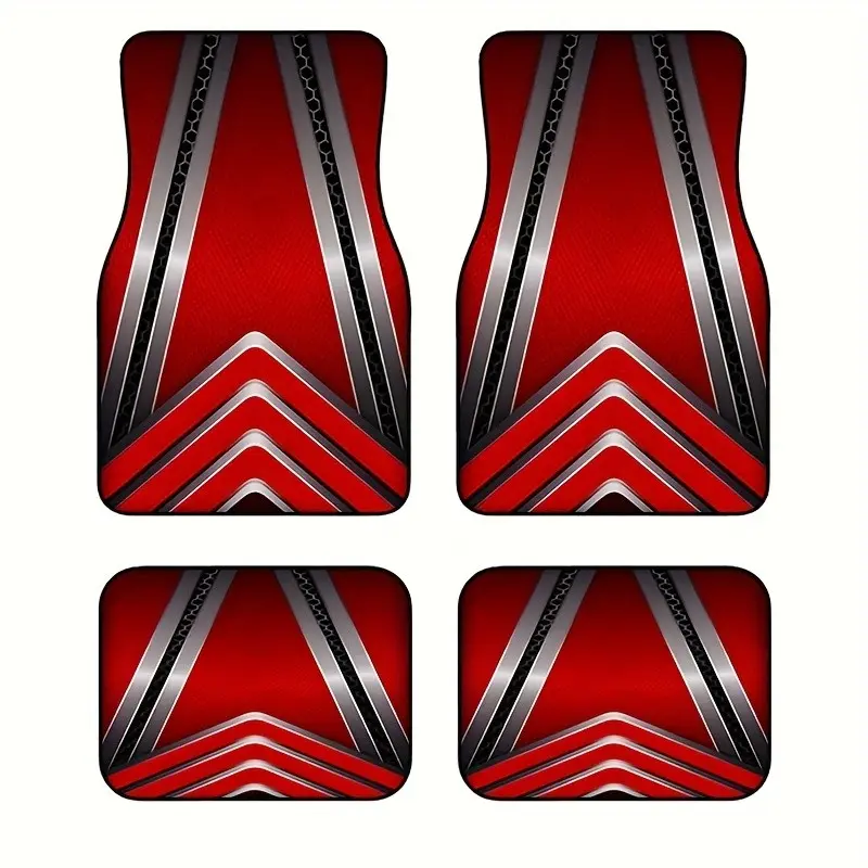 4pcs Fashionable Car Floor Mats, Automotive Floor Mats, Car Dust Mats, Interior Accessories For Car, Car Accessory, Thickened Print Design, Non-Slip Base, Fits Most Cars, Tesla, Suvs, Elegant Interior Decor, Perfect Gift