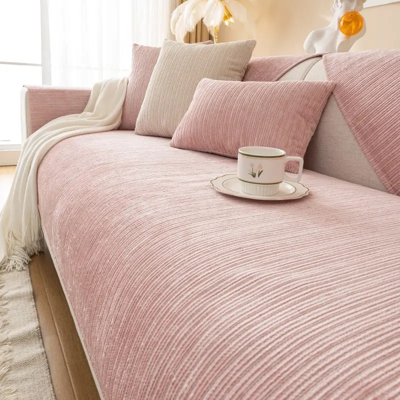 1pc Pure Color Chenille Sofa Cushion, Indoor Sofa Cushions, All-Season Universal, Modern Simple Design, Living Room Bedroom Decor, Anti-Slip, Pet Friendly, Durable Cushions