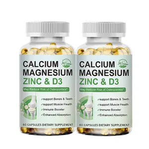 2 Packs Calcium Magnesium Zinc with Vitamin D3 Complex for Bone Health, Muscle Function, Heart Health and Immune Support - Vegan Dietary Supplement Enhanced Absorption
