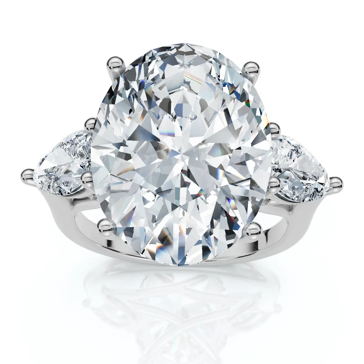 Certified 9 1/2Ct Oval Three Stone Diamond Engagement Ring 14k Gold Lab Grown