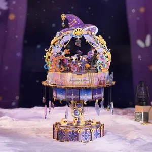 TONECHEER 3D Creative Musical Puzzle DIY Rotating Music Box Kit (Magician’s Show) Decor Starlight