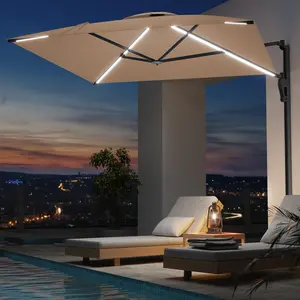AECOJOY 10FT Wall Mounted Rectangle Patio Umbrella 180-degree Rotation Sun Canopy for Backyard Garden Pool Outdoor Furniture Adjustable Shade Durable Polyester Fabric Outdoor Furniture Adjustable Shade