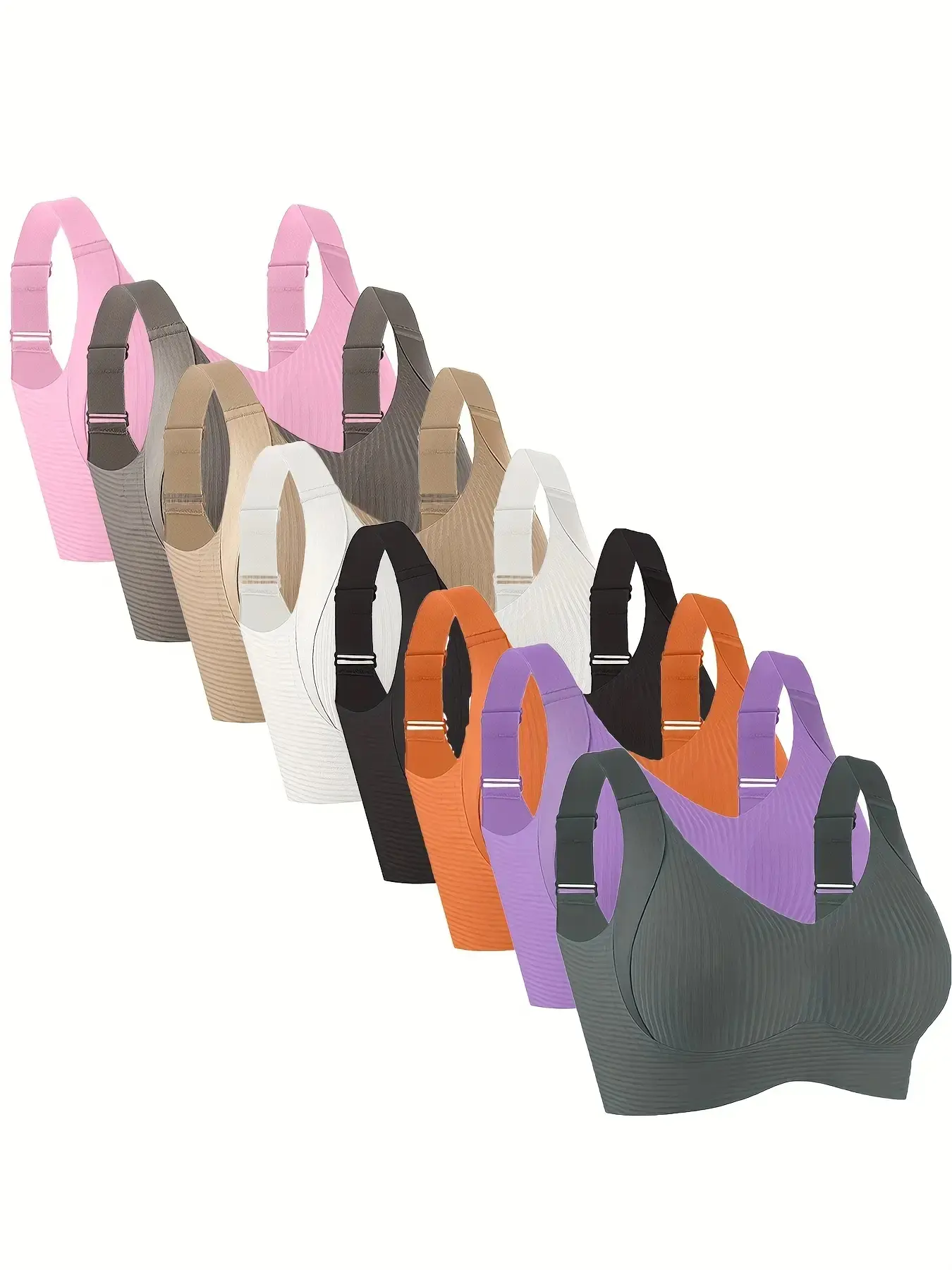 Women's 8-Pack Solid Seamless Wireless Lift-Up Bra, High Support Full Coverage Bra with Removable Padding for Everyday Wear, All Seasons, Casual, Do Not Dry Clean, 8 Pcs, Lift-Up Everyday Bras