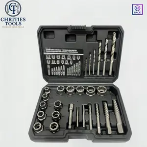 26-Piece Bolt Remover Set, Hex Adapter, Broken Nut Remover, Screw Puller Kit, Durable Steel, Ideal for Mechanics and DIY Enthusiasts