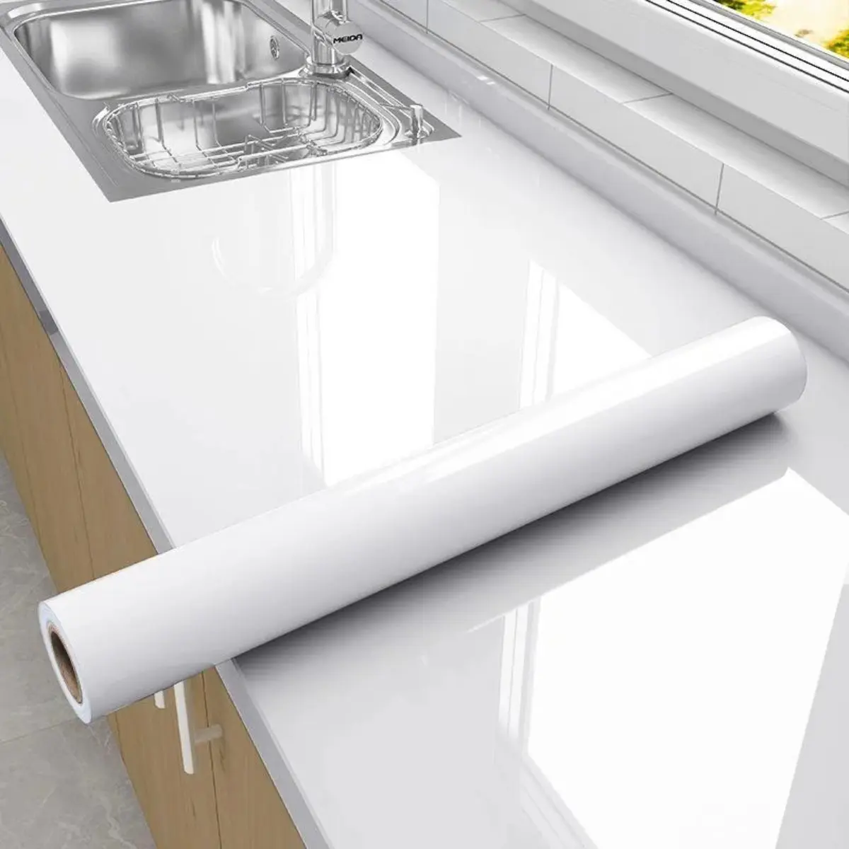 Marble Peel-and-Stick Wallpaper - No Residue Self-Adhesive Waterproof Oil-Proof Vinyl Film for Home Rental Renovation, Kitchen Countertops, Bathroom Backsplashes