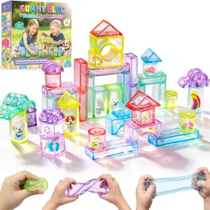 JoySpot Jelly Building Blocks for Toddlers, Soft Sensory Squishy Blocks, Non-Toxic Montessori Stacking Toys for Fine Motor Skills, STEM Preschool Educational Gift for Kids Age 3+