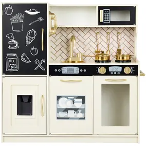 Best Choice Products Pretend Play Kitchen Wooden Toy Set for Kids w/ Telephone, Utensils, Oven, Microwave