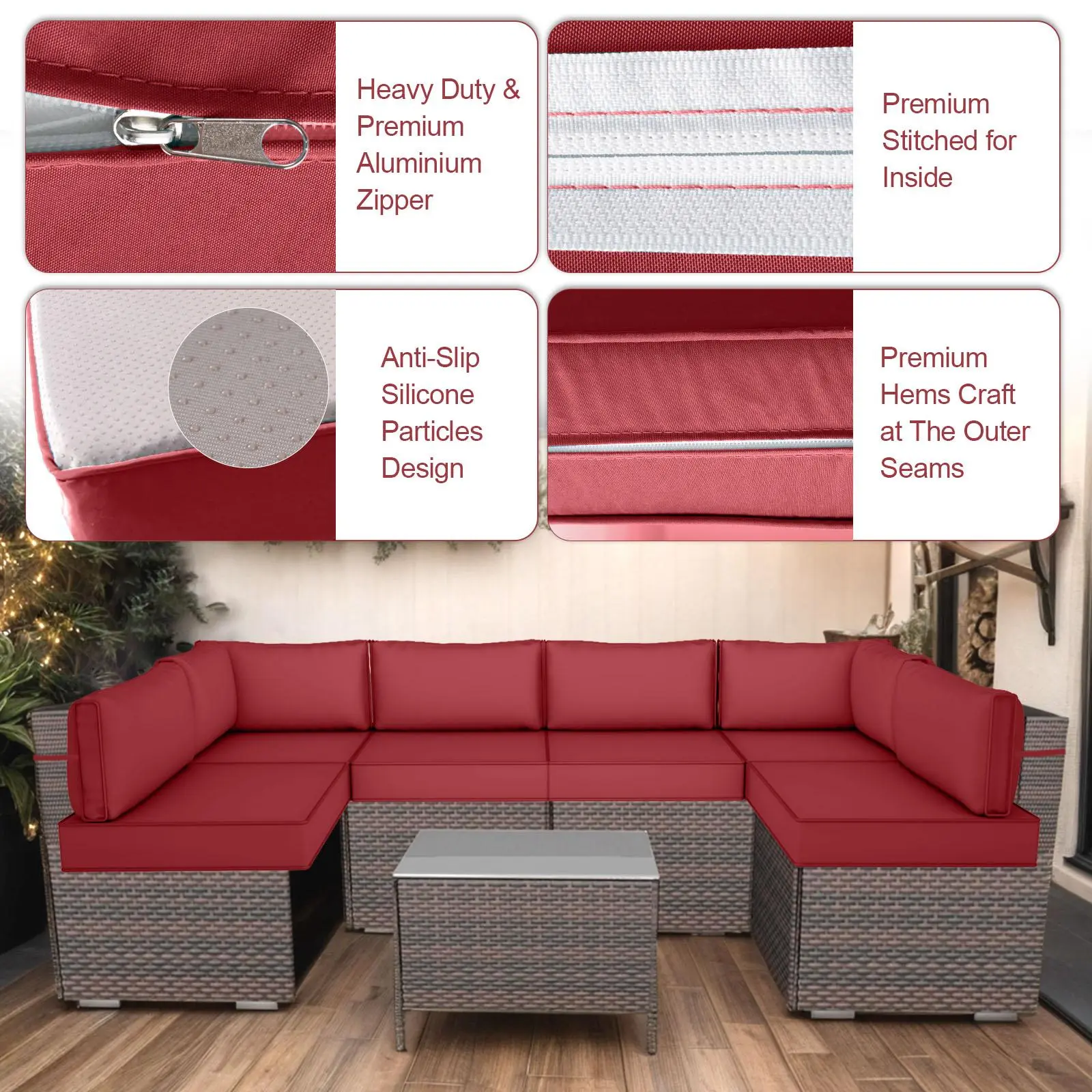 4-Inch Outdoor Chair Cushions , Waterproof Polyester Patio Cushions, 30D High-Density Foam UV Resistant Outdoor Seat Cushions for Patio Furniture with Adjustable Straps,