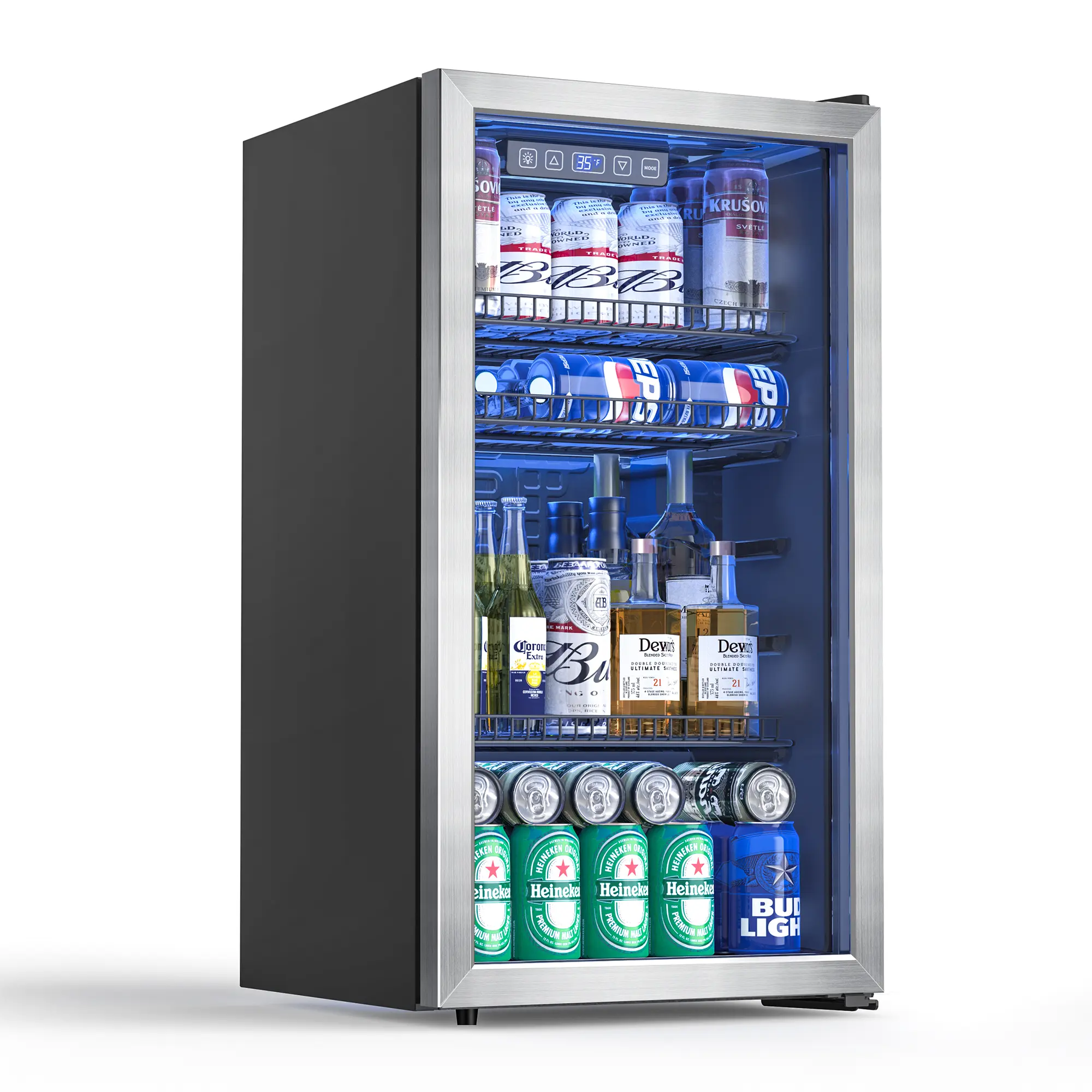 TEHANLD Beverage Refrigerator Cooler - Household Appliances Mini Fridge with Glass Door, Cooling Function, Adjustable Removable Shelf & Quiet Operation for Soda, Beer, Wine; Home, Office Use, Modern