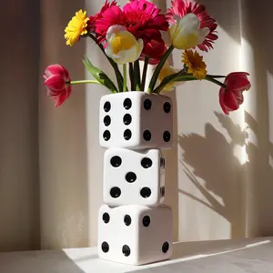 Unique Resin Dice Vase, Modern Home Decor Flower Vase, Aesthetic Cool Room Decor Accessory, Living Room Decorations, Ideal Home Gift