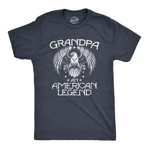 Mens Grandpa An American Legend T Shirt Funny Cool Grandparent Tee for Guys Mens Funny T Shirts Cool Vintage Fashion T-Shirt Gift Classic Menswear Funny Grandpa Short Sleeve Novelty Tees for Guys Navy