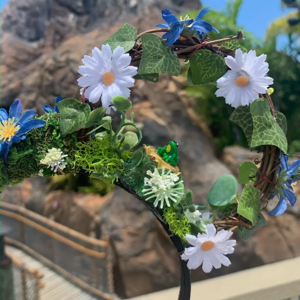 Nature Inspired Mickey Ears - Handcrafted Lightweight Design with LED Fairy Lights, One Size Fits Most, Comfortable and Lightweight