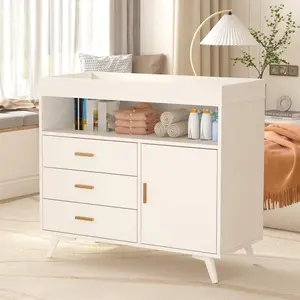 Nursery   Baby Changing Table,Diaper Changing Tables  3-Drawer & Shelves, Baby   Changing Table Top,  For Nursery, Wood Diaper Changing Station Dresser with