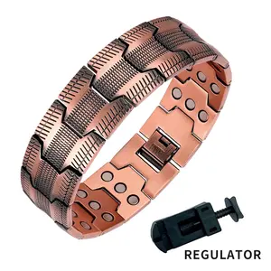 Jewelry 3-Row Magnetic Red Copper Bracelet Magnetic Absorption Bracelet 1 Adjustable Copper Magnetic Bracelet, Suitable for Men, Comes with Size Tool, Relieves Joint Pain, Improves Energy Circulation Father's Day Valentine's Day, Christmas Jewelry Gift su