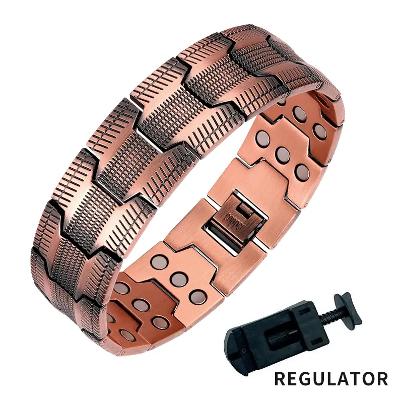 Jewelry 3-Row Magnetic Red Copper Bracelet Magnetic Absorption Bracelet 1 Adjustable Copper Magnetic Bracelet, Suitable for Men, Comes with Size Tool, Relieves Joint Pain, Improves Energy Circulation Father's Day Valentine's Day, Christmas Jewelry Gift su
