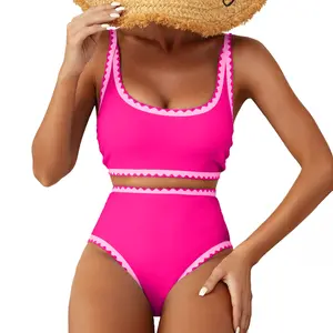 Aleumdr Women's Bikini Sets Floral Print Whip Stitch 2 Piece Swimsuits High Waisted Scoop Bathing Suits SpringStatements