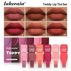 6 Counts Velvet Teddy Lip Tint Kit, Long-lasting Matte Lip Stain Set, Waterproof Liquid Lipstick Lip Tint, Non-transfer, Ultra-lightweight Comfort, for Natural to Bold Lips Gloss, Lip Makeup