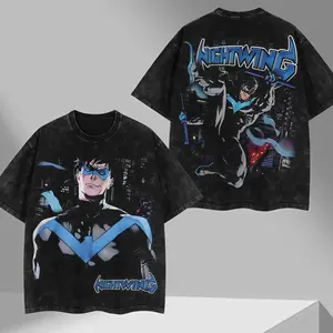 Washed Tee Hoodie Superstyle Tales of the Teen Titans #44 - Dick Grayson Nightwing (Robin Hood #1) Hero Verse Comic Double Printed Oversize Lightweight Acid  TV Series Graphic Design Unisex Top Cotton Streetwear T-Shirt Hoodie Sweater Clothes Menswear